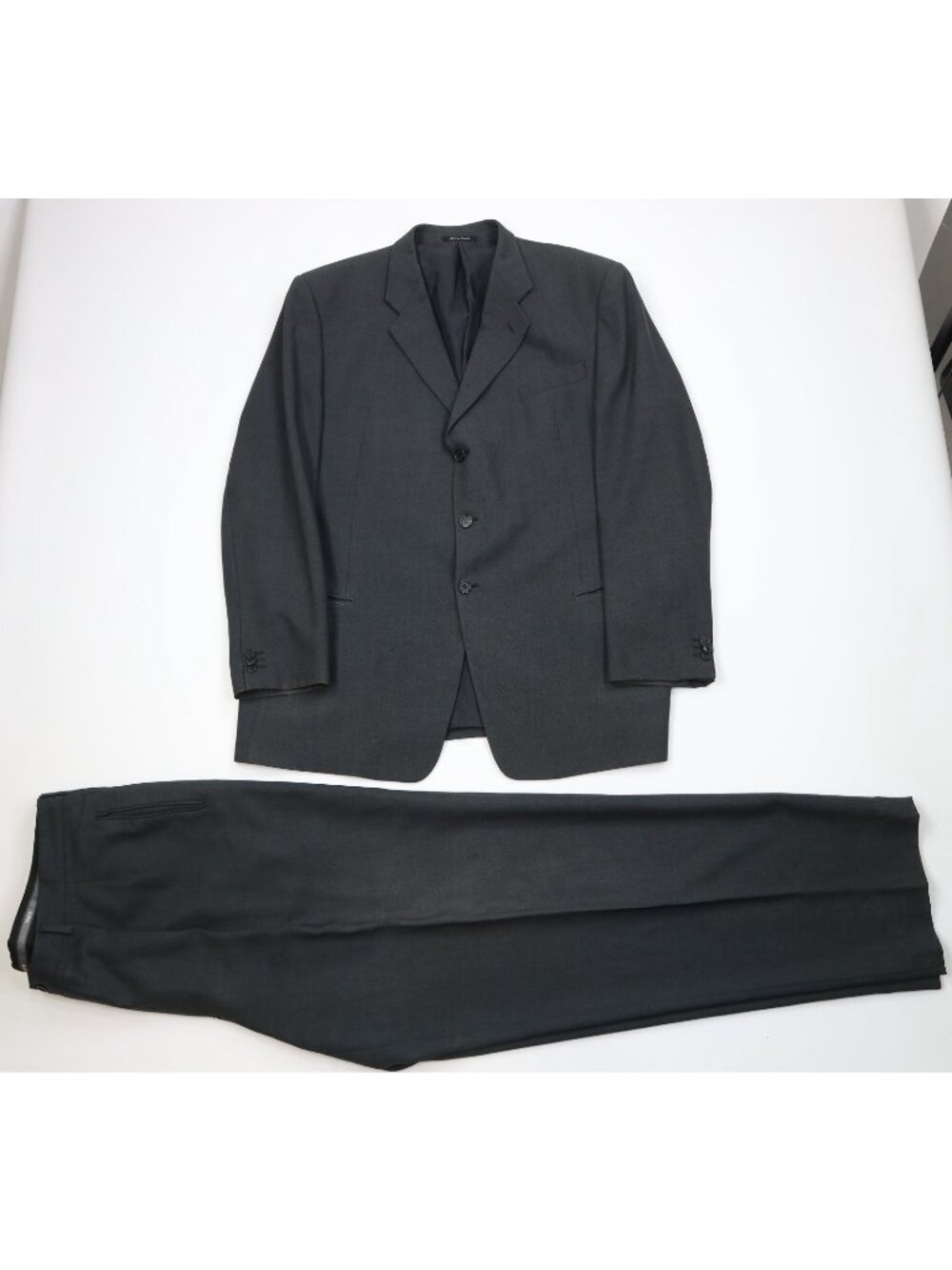 Vintage 90s Mani Armani Mens 48L Wool 2 Piece Suit Wedding Gray 43x36 Wide Leg
